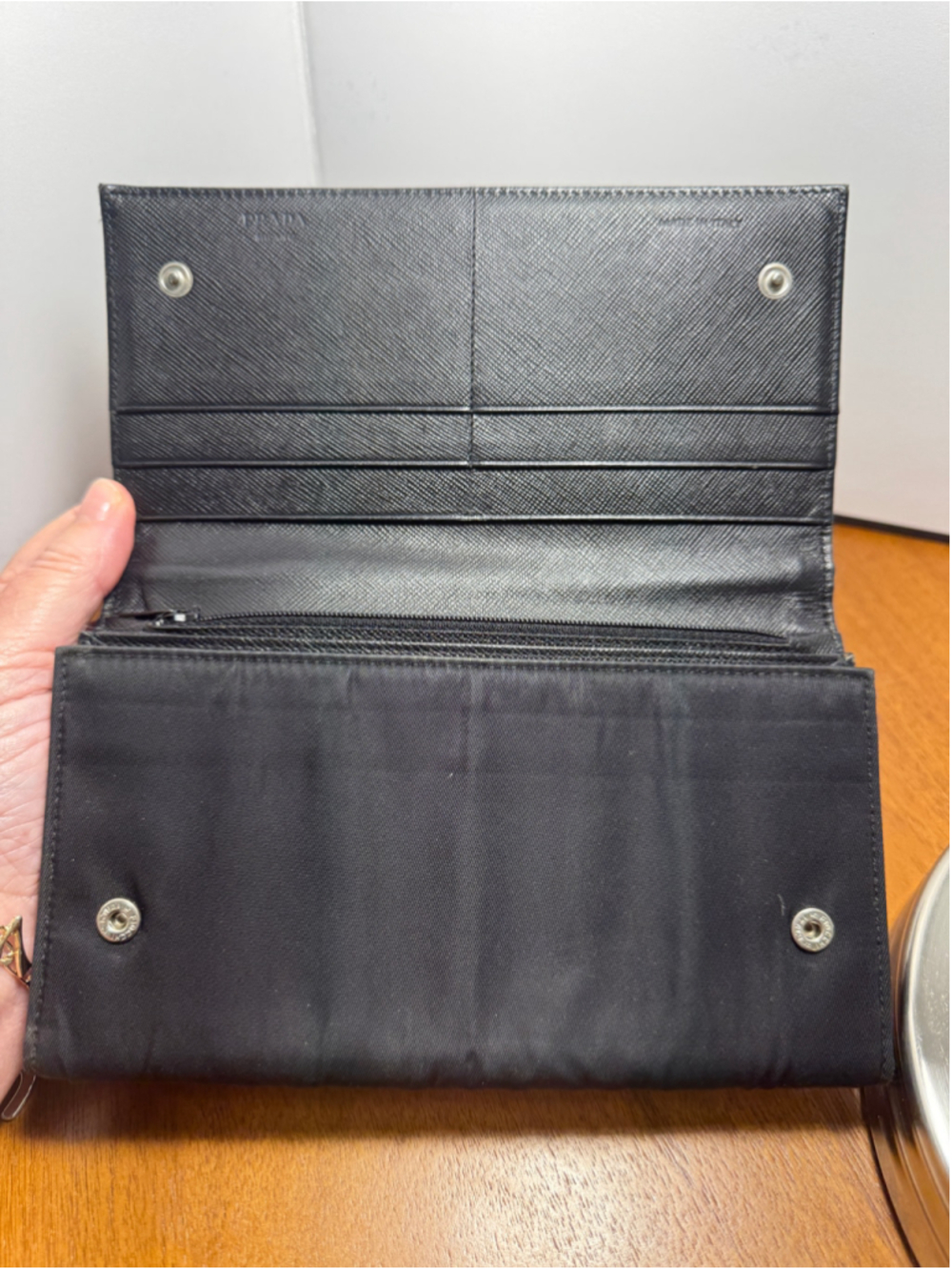Prada Nylon Continental Black Nylon Wallet - Picture 2 of 9